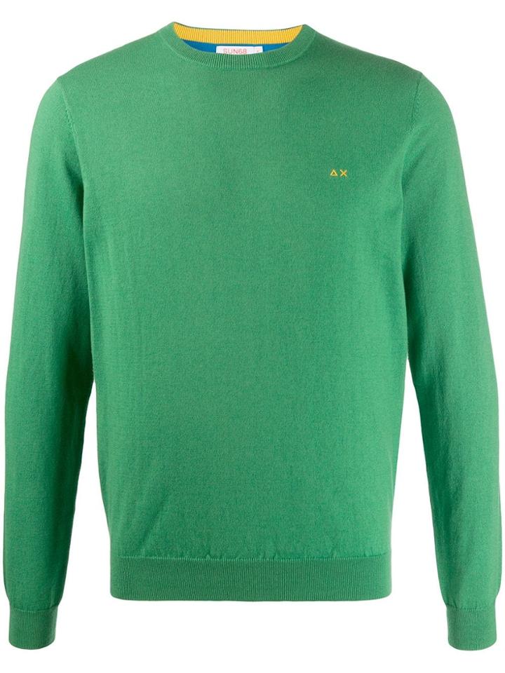 Sun 68 Logo Embroidered Sweater - Green
