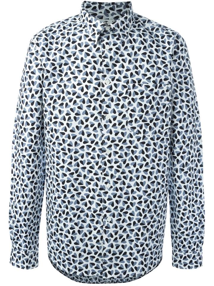 Ps By Paul Smith 'mini Heart' Print Shirt, Men's, Size: Medium, White, Cotton