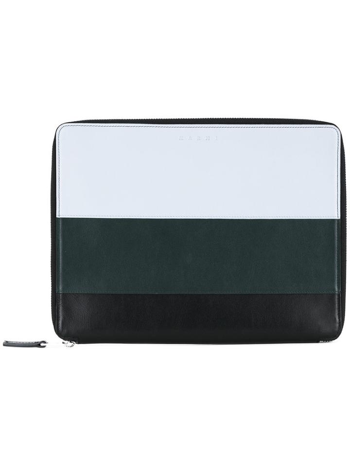 Marni Tri-coloured Clutch Bag, Men's, Black, Calf Leather