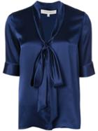 Carolina Herrera - Self Tie Blouse With Elbow Sleeves - Women - Silk - 12, Blue, Silk
