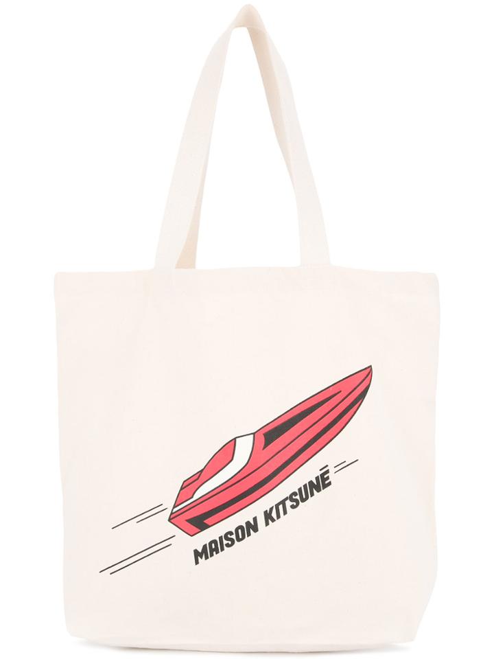 Maison Kitsuné Logo Shopper Tote Bag - Nude & Neutrals