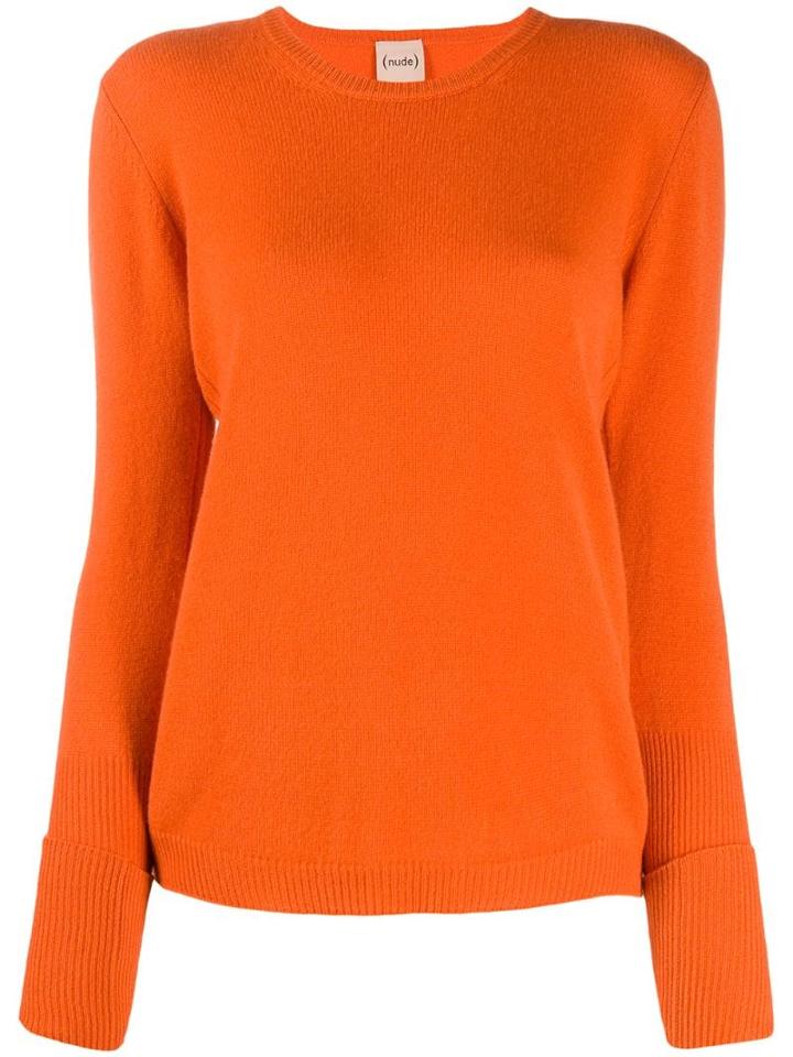 Nude Slim-fit Crew-neck Jumper - Orange