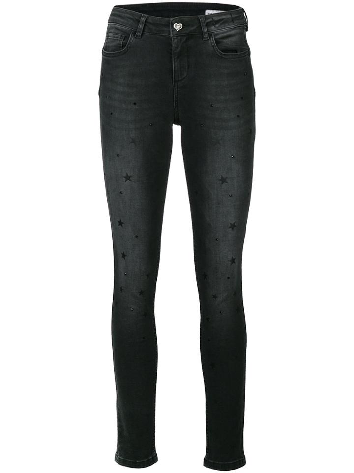 Twin-set Stars Embroidery Skinny Jeans - Black