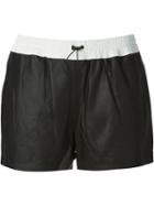 T By Alexander Wang Two Tone Shorts, Women's, Size: 4, Black, Lamb Skin/polyester/polyurethane