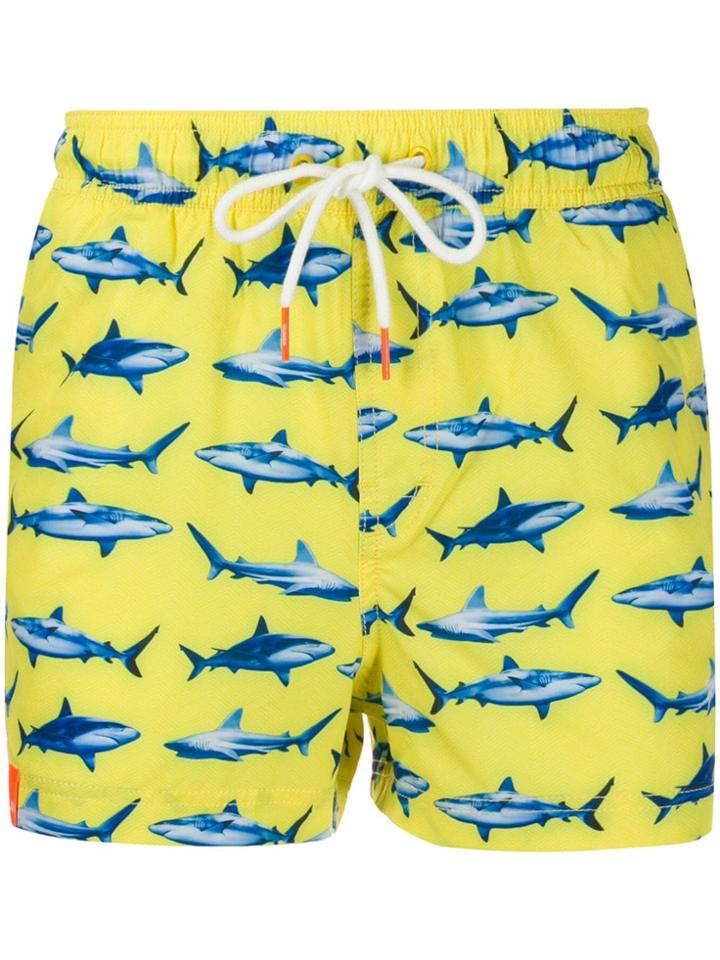 Sun 68 Shark-print Swim Shorts - Yellow