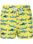 Sun 68 Shark-print Swim Shorts - Yellow