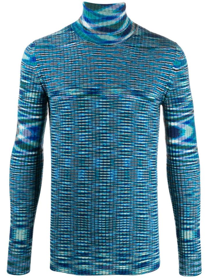 Missoni Turtleneck Ribbed Jumper - Blue