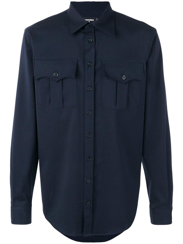 Chest Pocket Shirt - Men - Spandex/elastane/virgin Wool - 48, Black, Spandex/elastane/virgin Wool, Dsquared2