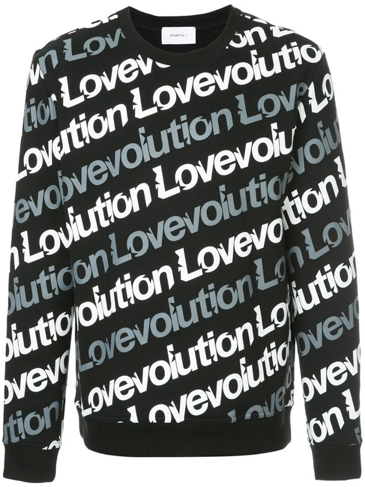 Ports V Slogan Print Sweatshirt - Black