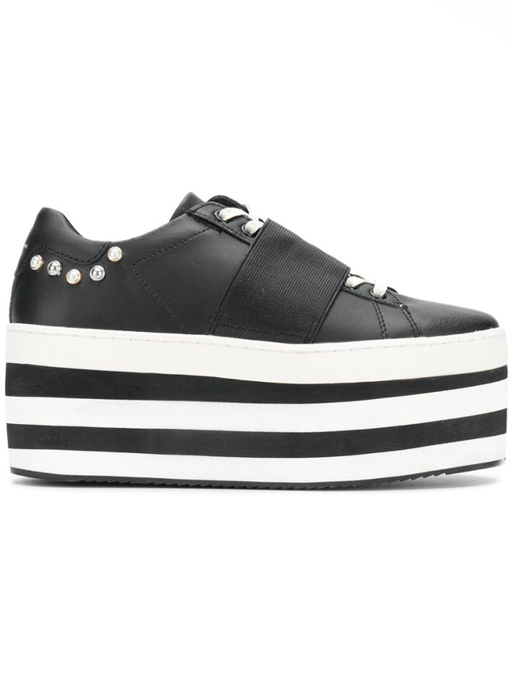 Moa Master Of Arts Striped Flatform Sneakers - Black