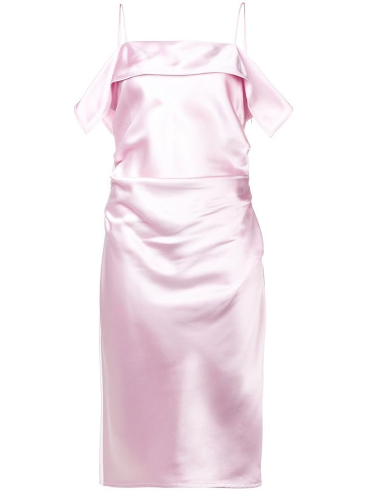 Helmut Lang Gathered Side Shift Dress - Pink & Purple