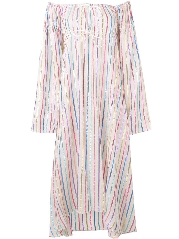 Attico Striped Off-the-shoulder Dress - Neutrals
