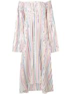 Attico Striped Off-the-shoulder Dress - Neutrals