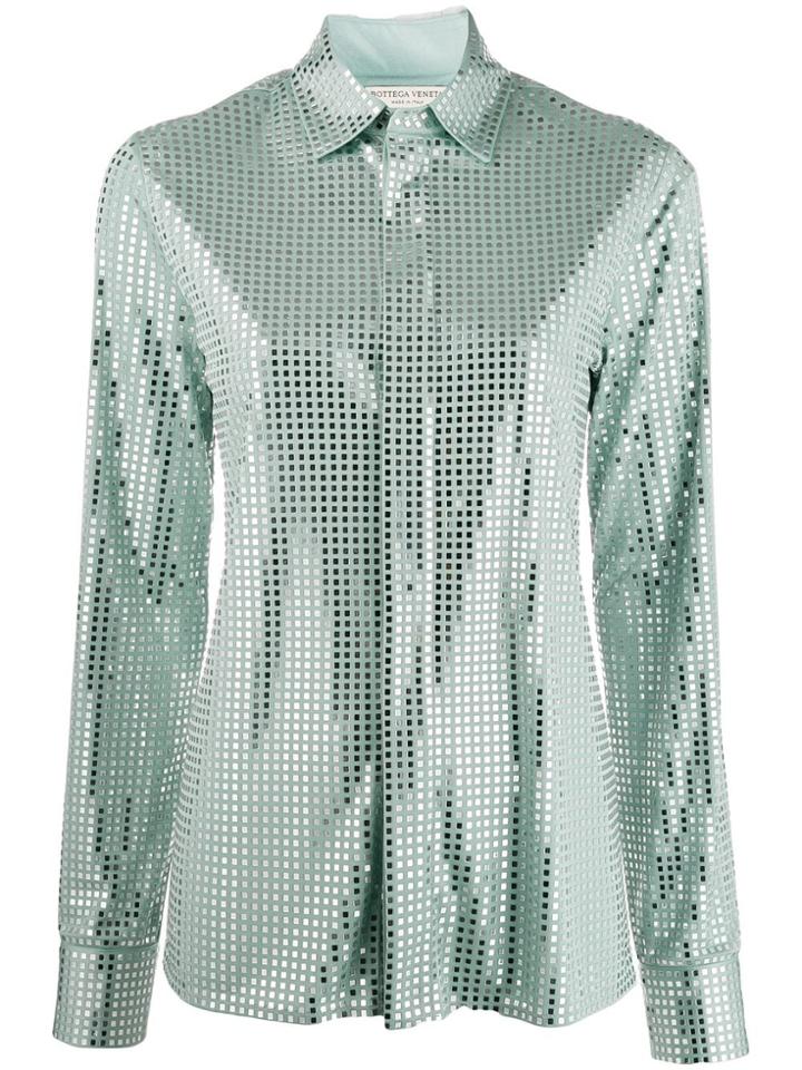Bottega Veneta Mirror Sequin Detail Shirt - Green
