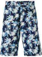 Edwin - Palm Tree Print Shorts - Men - Cotton - 30, Blue, Cotton
