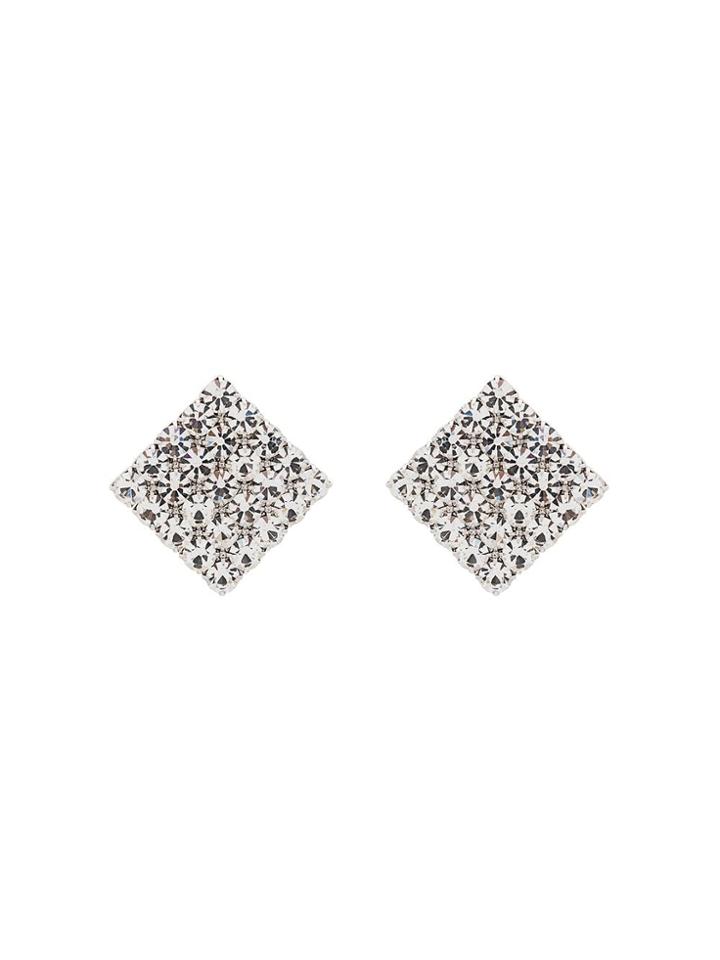 Alessandra Rich Metallic Crystal Embellished Square Earrings