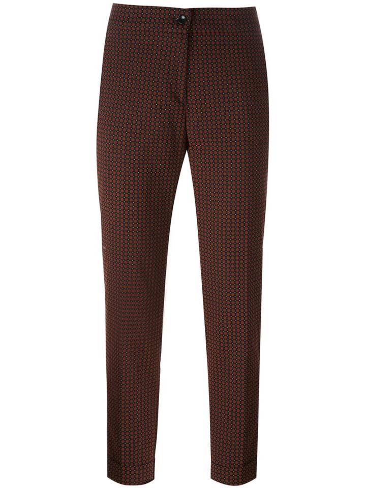 Etro Geometric Pattern Cigarette Trousers, Women's, Size: 48, Red, Cotton/polyamide/spandex/elastane