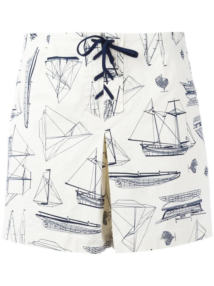 Tory Burch Boat Print Shorts, Women's, Size: 28, Nude/neutrals, Cotton/spandex/elastane