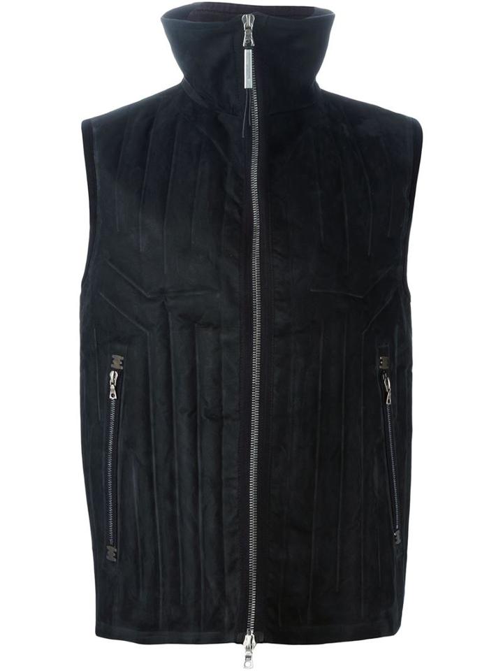 Isaac Sellam Experience Endothermique Gilet, Men's, Size: M, Black, Calf Leather/cotton/polyurethane