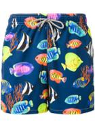 Mc2 Saint Barth - Fishes Print Swim Shorts - Men - Polyamide/polyester/spandex/elastane - Xl, Blue, Polyamide/polyester/spandex/elastane