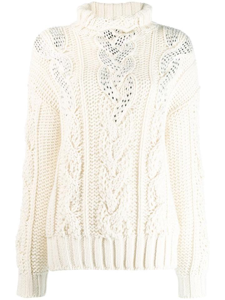 Ermanno Scervino Slim-fit Funnel Neck Jumper - White