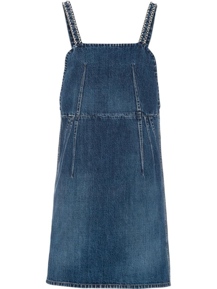 Prada Crystal Embellished Denim Dress - Blue