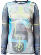 Jean Paul Gaultier Vintage Cyber Print Top, Women's, Size: 40, Blue
