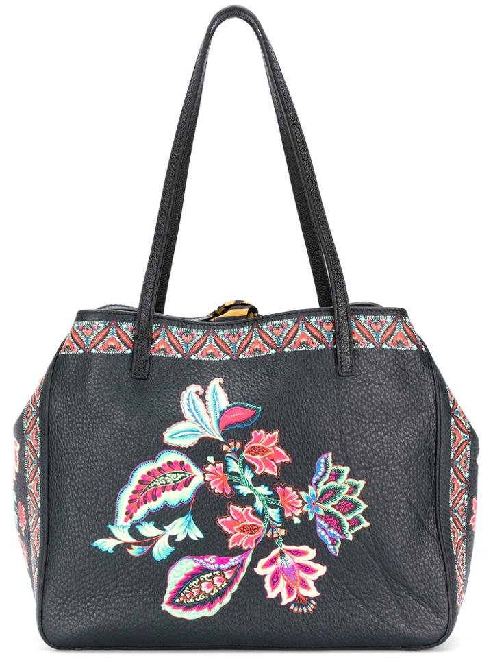 Etro Floral Detail Tote Bag - Black
