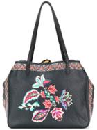 Etro Floral Detail Tote Bag - Black