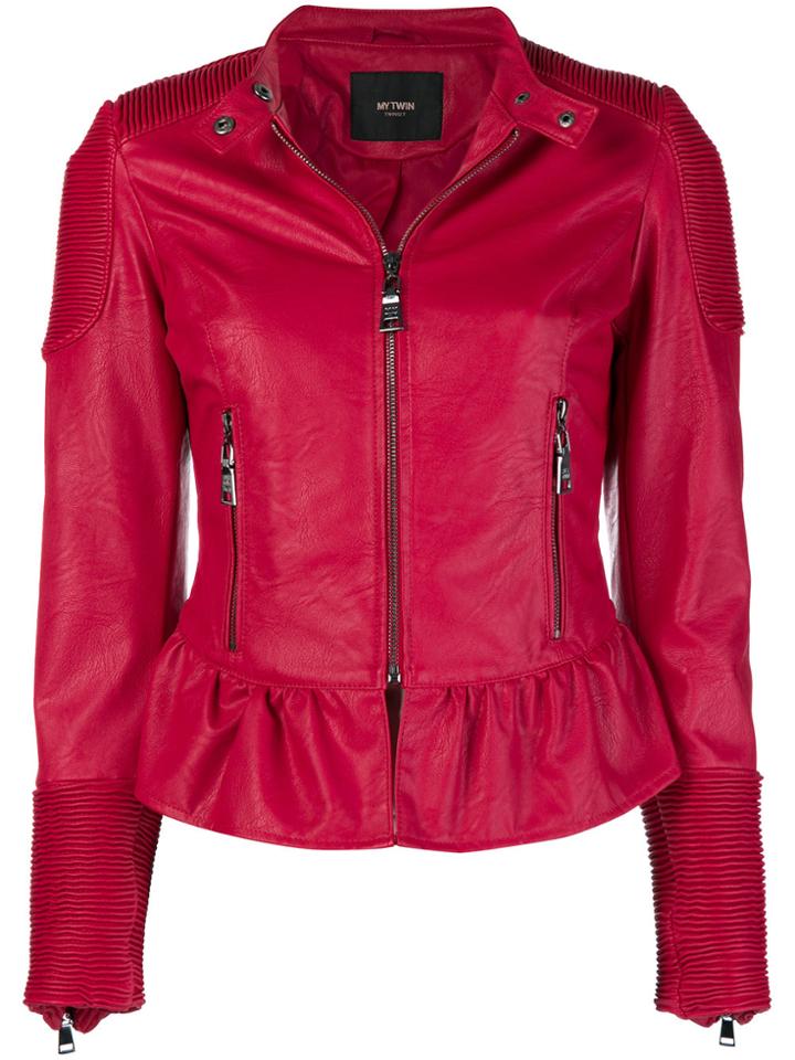Twin-set Peplum Biker Jacket - Red