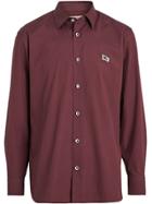 Burberry Contrast Button Stretch Cotton Shirt - Red