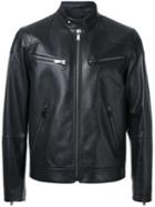 Kent & Curwen Leather Biker Jacket, Men's, Size: Small, Black, Lamb Skin