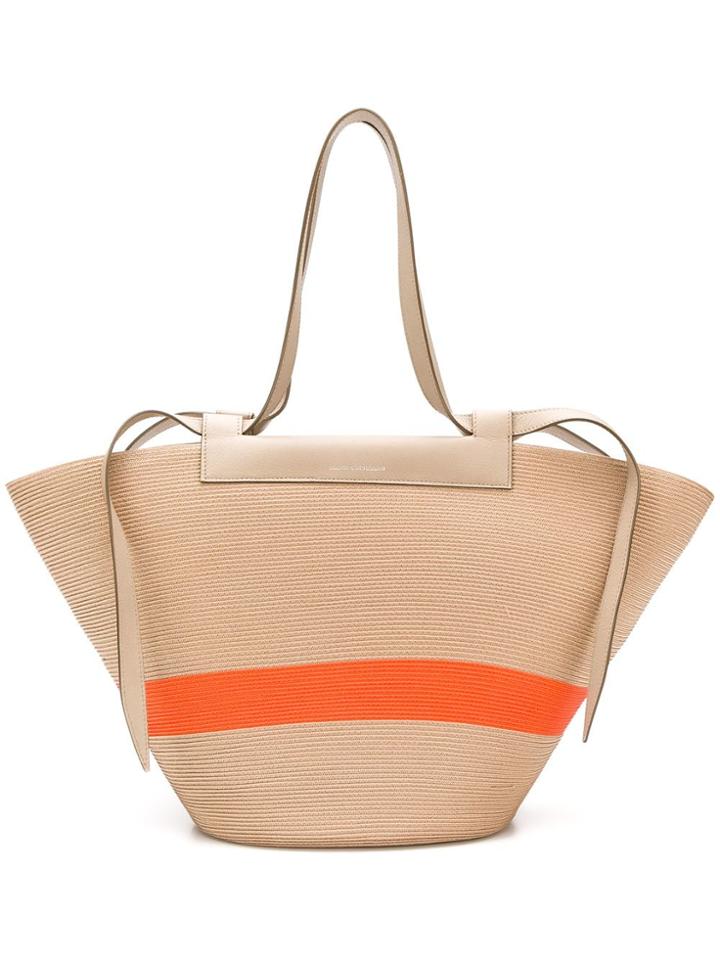 Elena Ghisellini Panelled Shopper Tote - Brown
