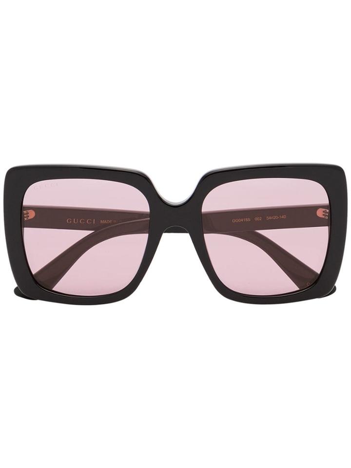 Gucci Eyewear Black And Pink Square Framed Sunglasses