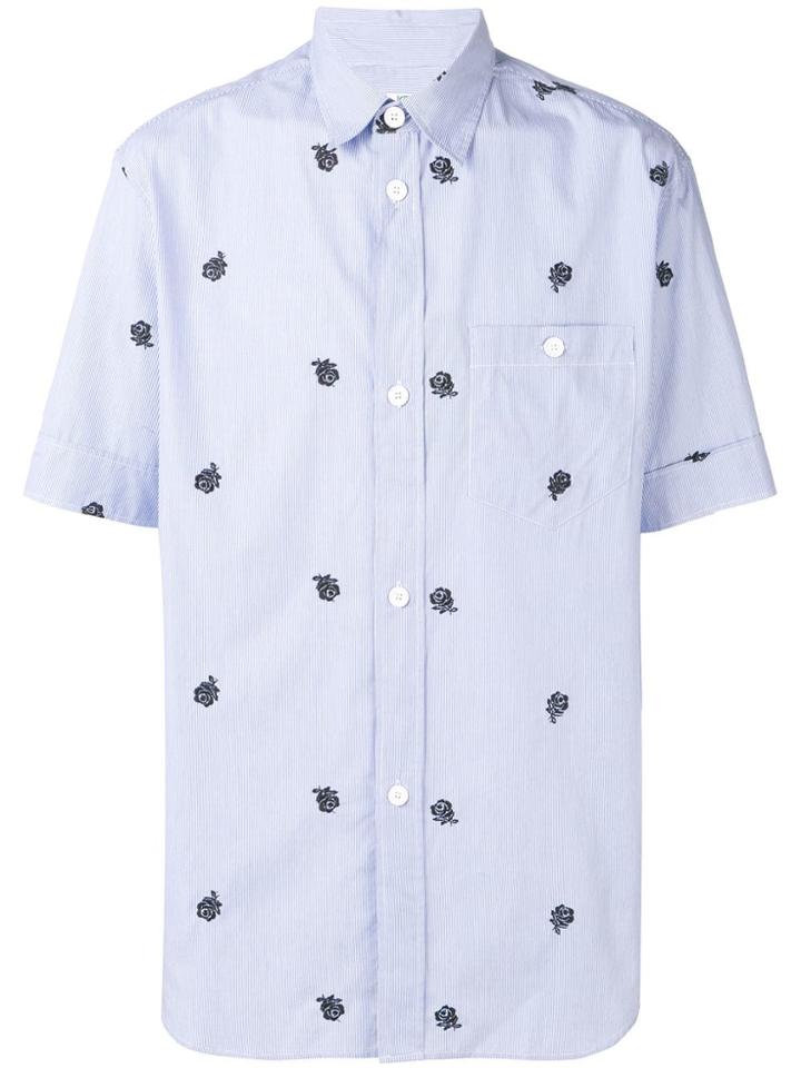 Kenzo Rose Embroidered Striped Shirt - Blue