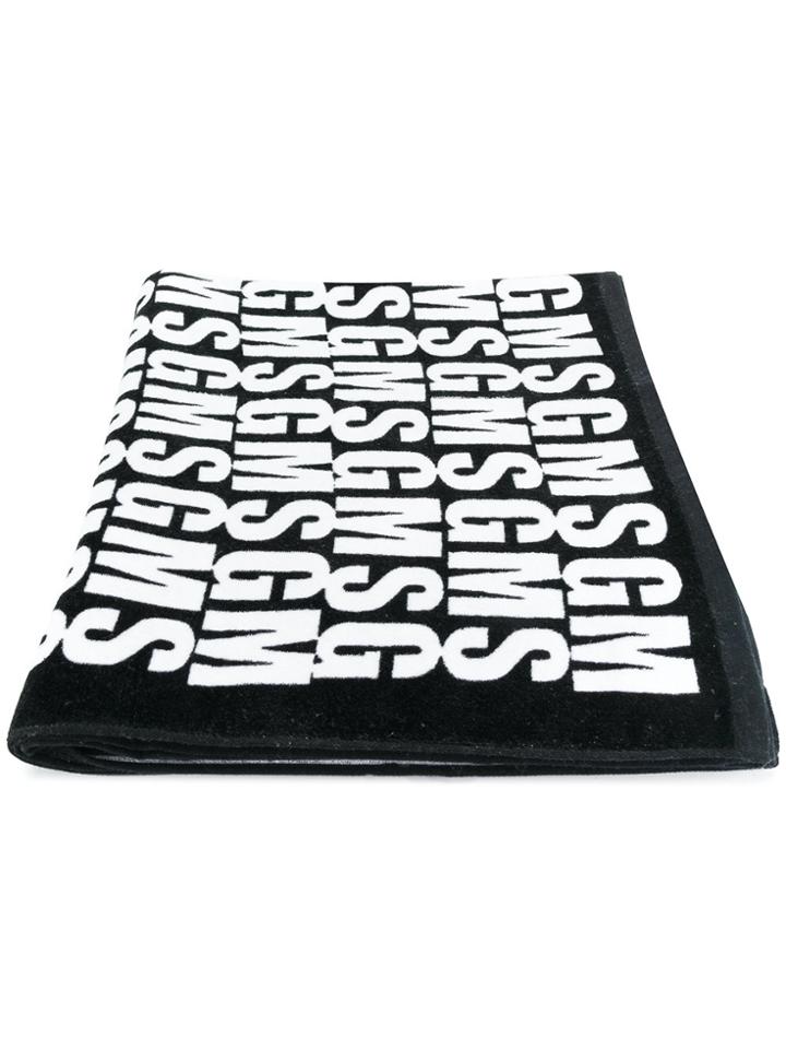 Msgm Branded Beach Towel - Black