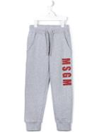 Msgm Kids Logo Print Track Pants, Boy's, Size: 10 Yrs, Grey