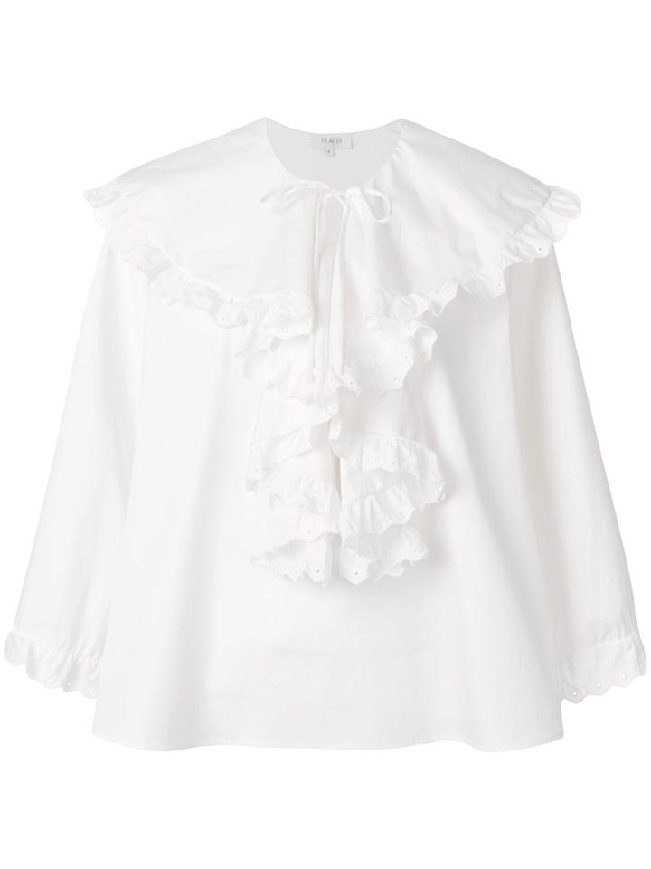 Isa Arfen Washed Poplin Venetian Top - White