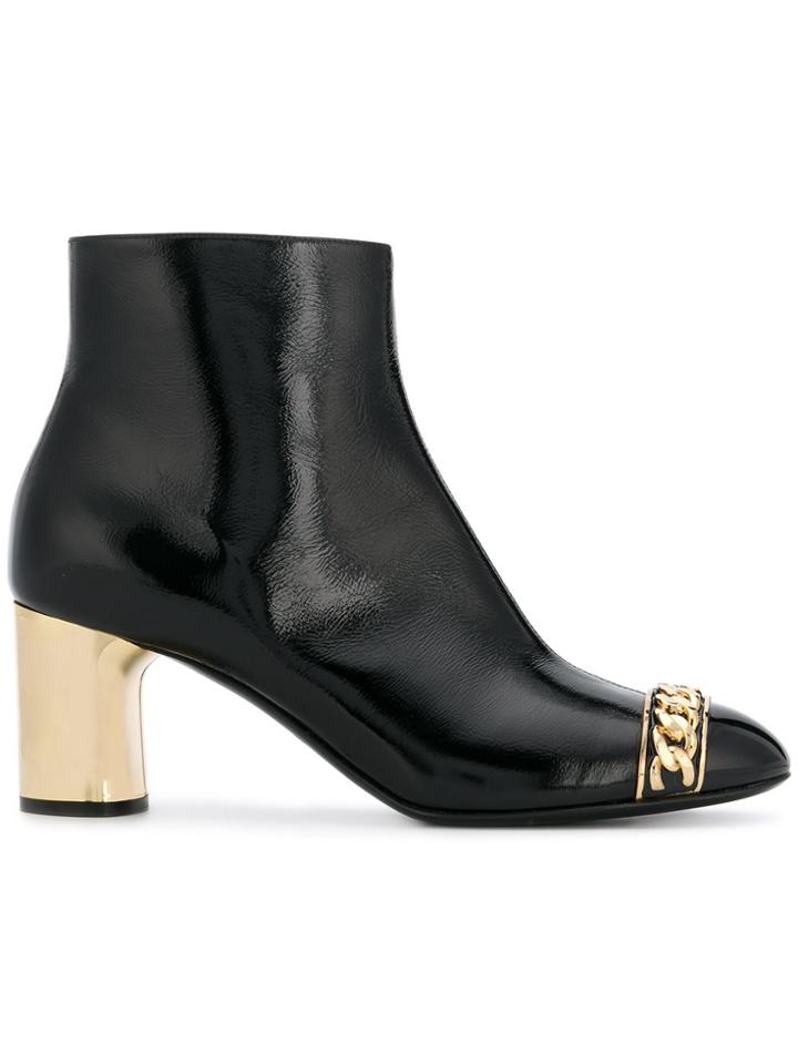 Casadei Chain Toe Ankle Boots - Black