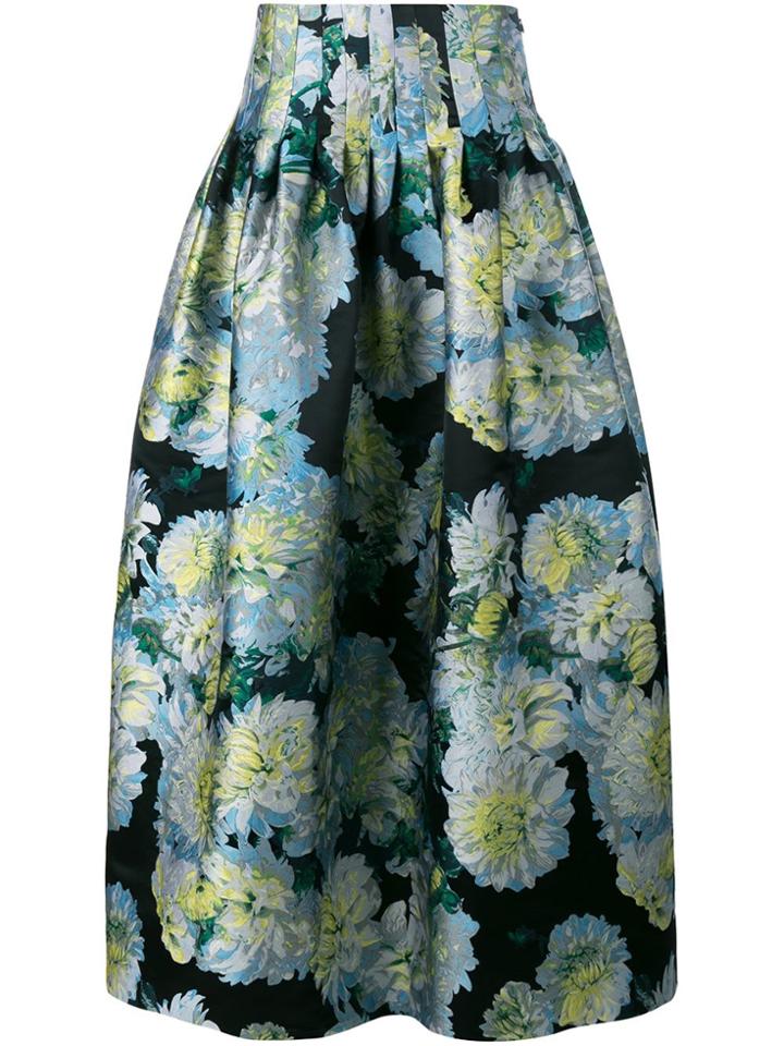 Adam Lippes Full Floral Skirt - Black
