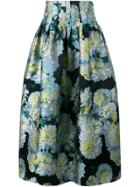 Adam Lippes Full Floral Skirt - Black