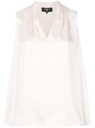 Paule Ka Ruched V-neck Top - Nude & Neutrals