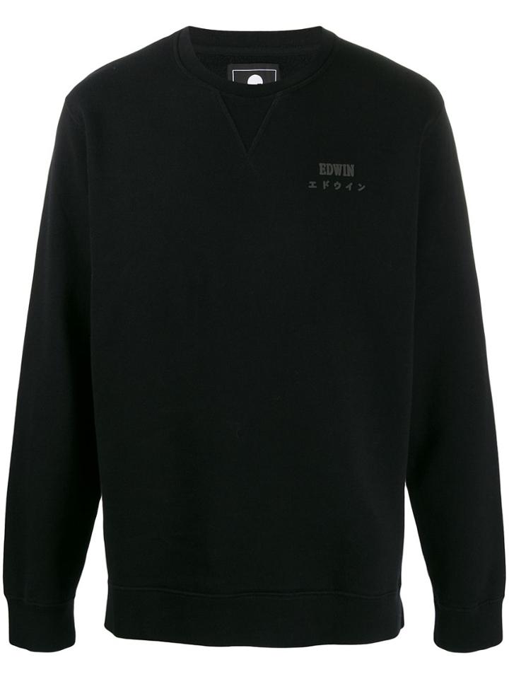 Edwin Printed Logo Sweater - Black