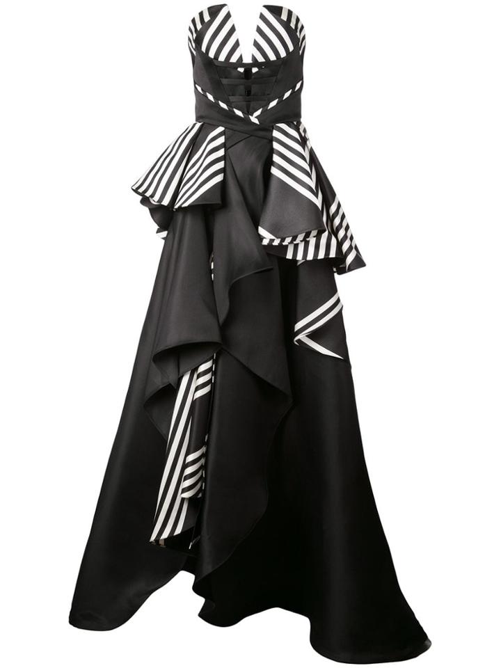 Rubin Singer Deep V-neck Striped Dress - Black