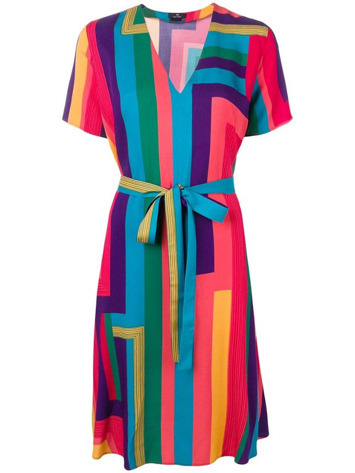 Ps Paul Smith Rainbow Stripe Shirt Dress - Blue