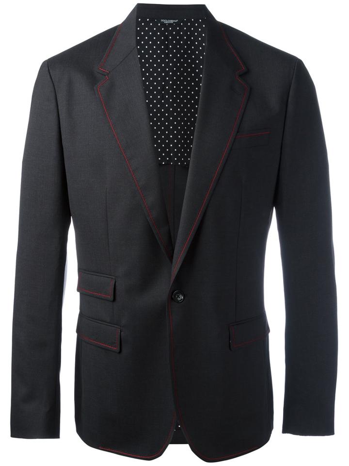 Dolce & Gabbana - Red Stitch Blazer - Men - Silk/spandex/elastane/virgin Wool - 50, Grey, Silk/spandex/elastane/virgin Wool