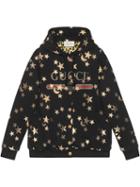 Gucci Hoodie With Stars And Moon Print - Black