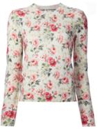 Comme Des Garçons Floral Print Ribbed Sweatshirt, Women's, Size: Xs, White, Wool