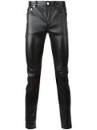 Saint Laurent Slim Leather Trousers, Men's, Size: 48, Black, Leather