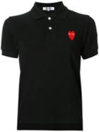 Comme Des Garçons Play Heart Logo Polo Shirt, Women's, Size: Small, Black, Cotton